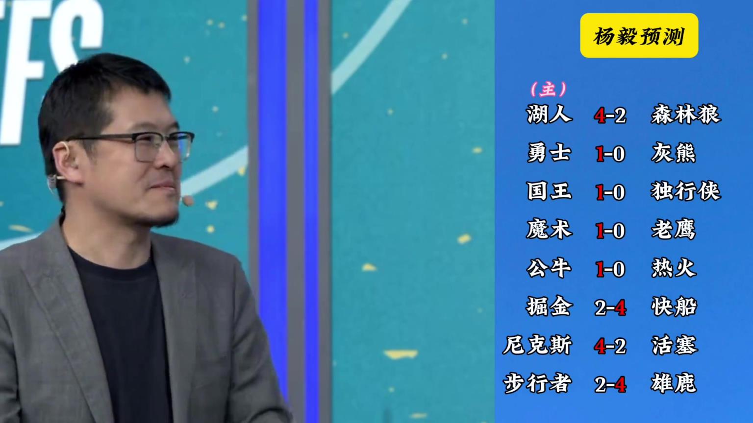 明燈來(lái)了！看看楊毅的季后賽預(yù)測(cè)：湖人4-2狼 快船4-2掘金